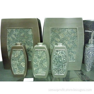 Gray Glass Bathroom Set, 26.5 x 21.5 x 31cm Ash-bin Size